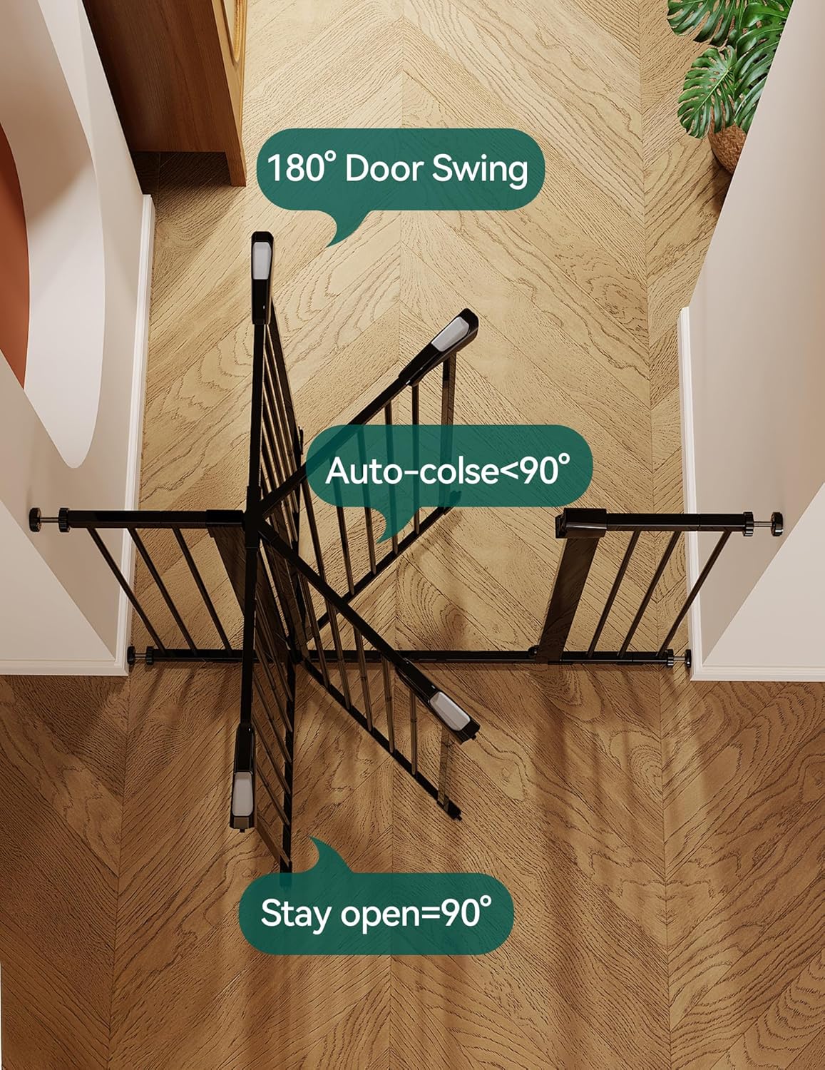 Babelio Baby Gate for Doorways and Stairs, 26-40" Auto Close Dog Gate, Easy-Install Pressure