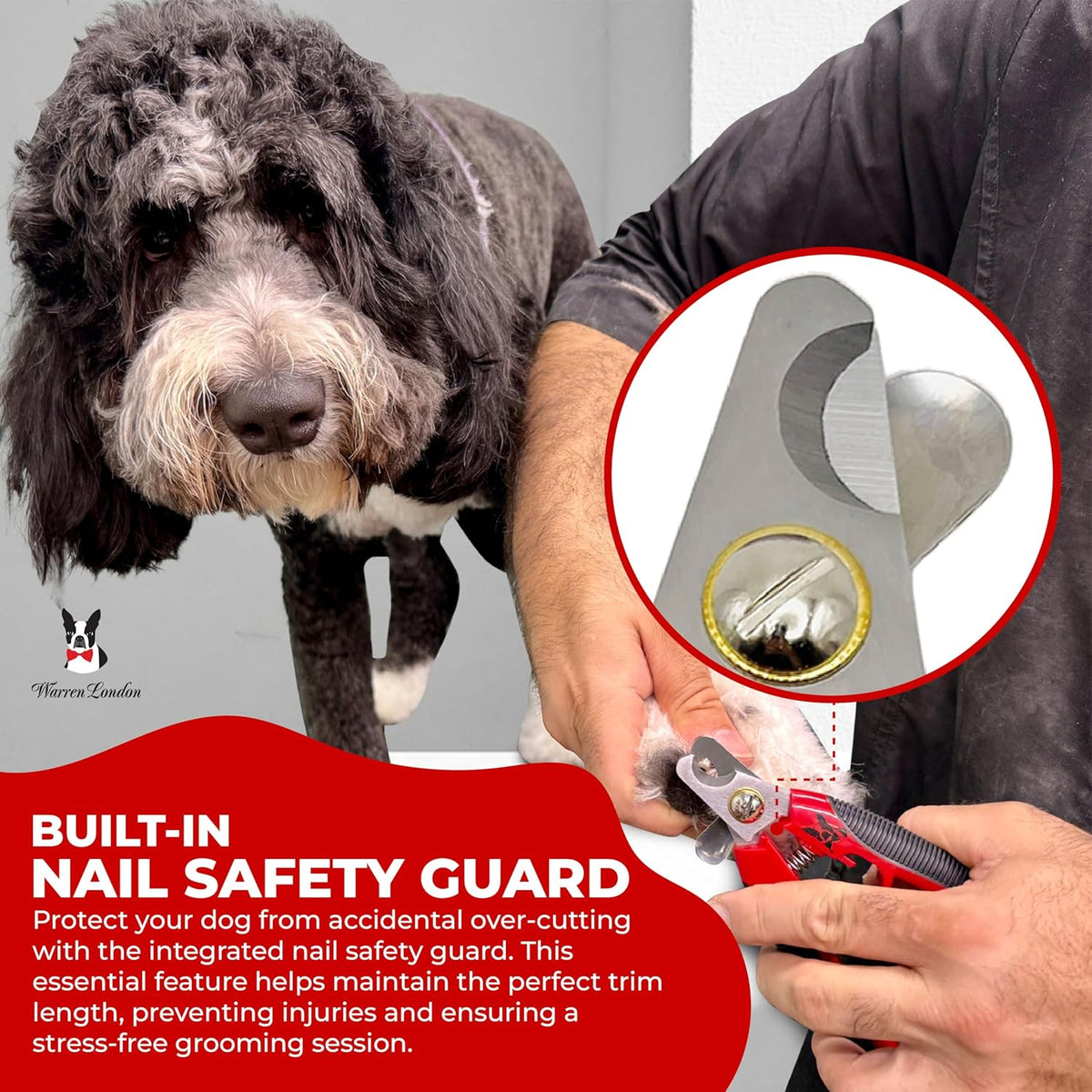 Warren London Dog Nail Clippers – Large Breed Nail Trimmer with Stainless Steel Blade, Safety Guard