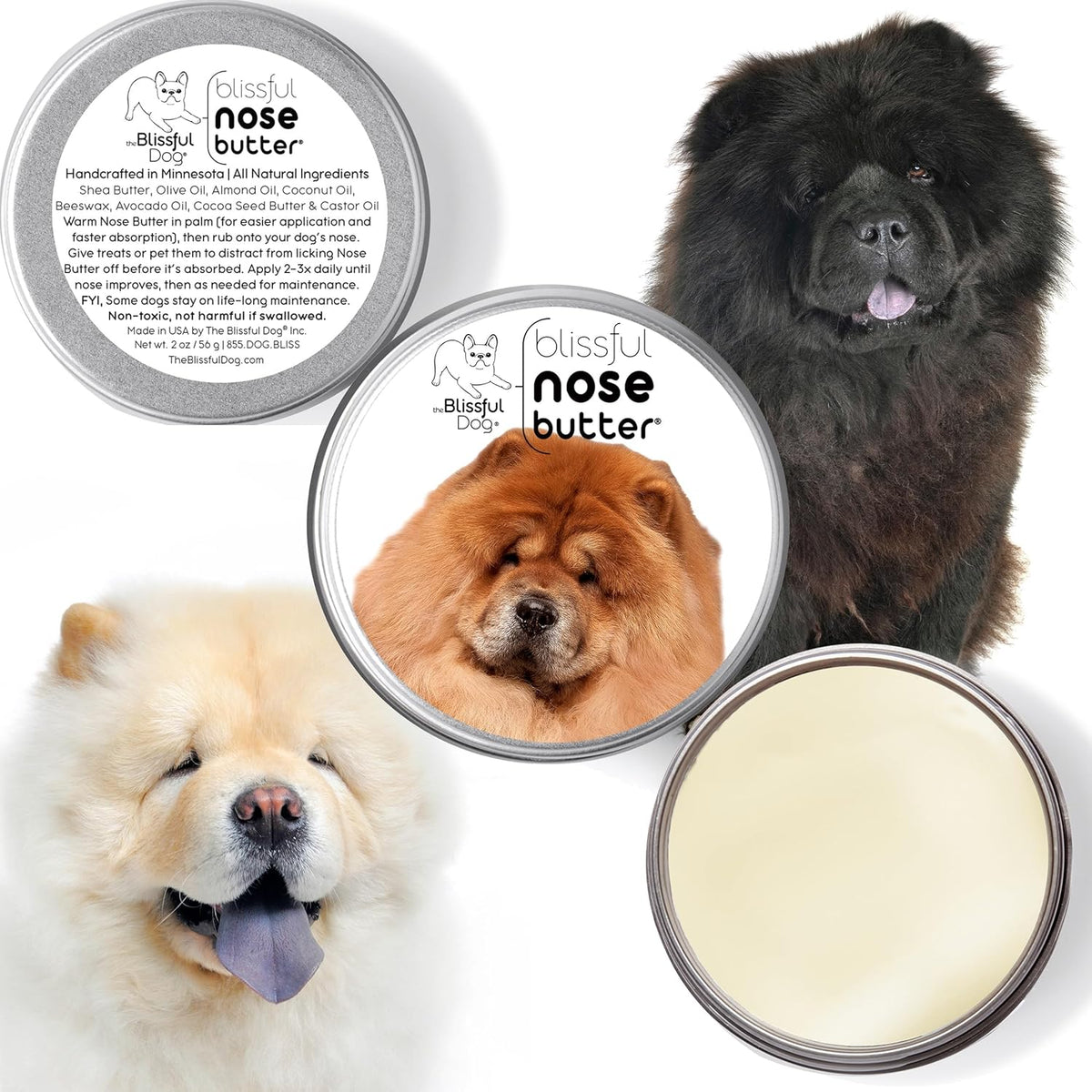 The Blissful Dog Chow Nose Butter for Dry, Cracked Skin, Lick-Safe Dog Nose Balm with Moisturizing