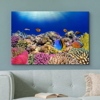 wall26 Canvas Print Wall Art Vibrant Coral Reef Anemone Fish Ecosystem Nature Animals Photography