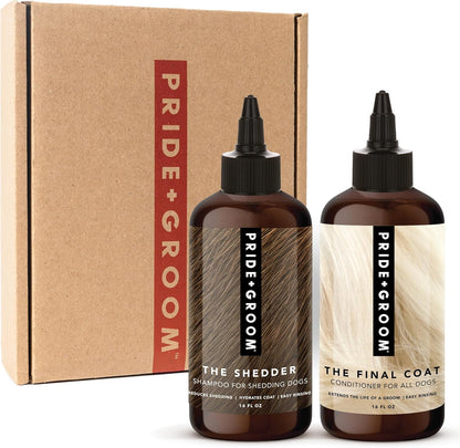 Pride and Groom The Shedder Box Set – Deshedding Dog Shampoo & Conditioner with All Natural Blend