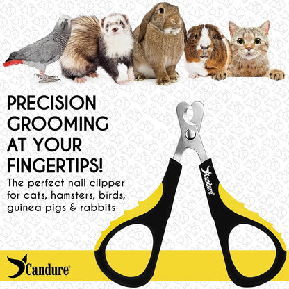 Candure Cat Nail Clipper Stainless Steel Cat Claw Trimmers for Rabbits, Guinea Pigs, Birds