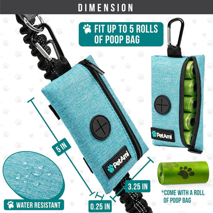 PetAmi Dog Poop Bag Holder for Leash, Dog Waste Bag Dispenser with Clip, Doggy Walking Accessories