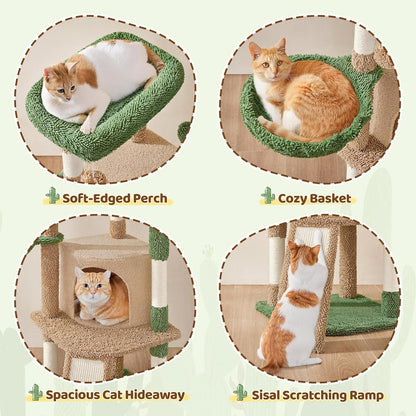 Yaheetech Cactus Cat Tree, 42in Cat Tower for Indoor Cats, Multi Level Kitten Condo Scratching