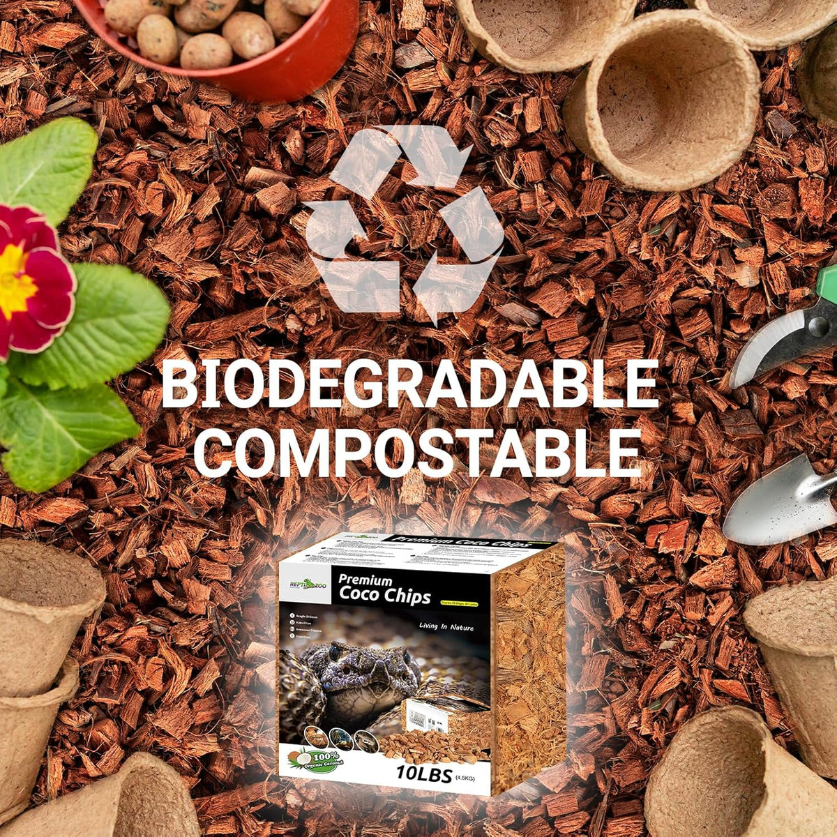 REPTI ZOO 72 Quart Reptiles Coconut Chip Substrate, Coco Husk Reptiles Bedding for Ball Python