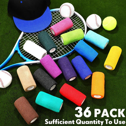 Treela 36 Pcs Self Adherent Bandage 4" X 5 Yard Wrap Breathable Cohesive Bandage Elastic Adhesive