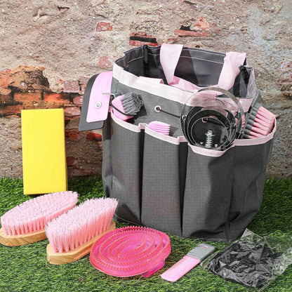 Abbylike 12 Pieces Horse Grooming Kit with Organizer Tote Bag Tack Room Supplies Horse Brush Sets
