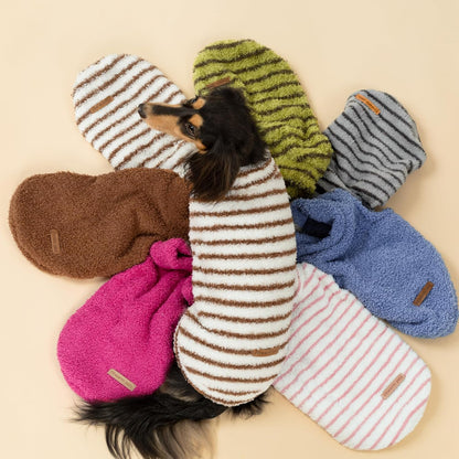 Fitwarm 2 Pack Striped Fleece Dog Sweater, Warm Winter Clothes for Small Dogs Boy Girl, Fuzzy Pet