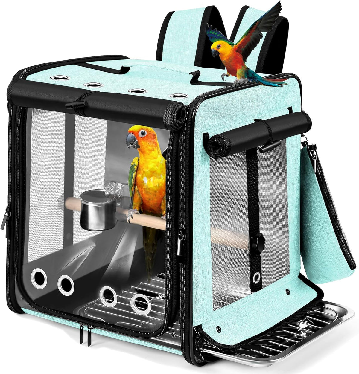 Suertree Bird Carrier with Seat Belt for Car Travel, Bird Backpack Carrier with Indestructible