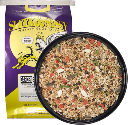 SLEEK & SASSY Garden Small Hookbill Bird Food for Cockatiels, Lovebirds, Quaker Parrots & Small