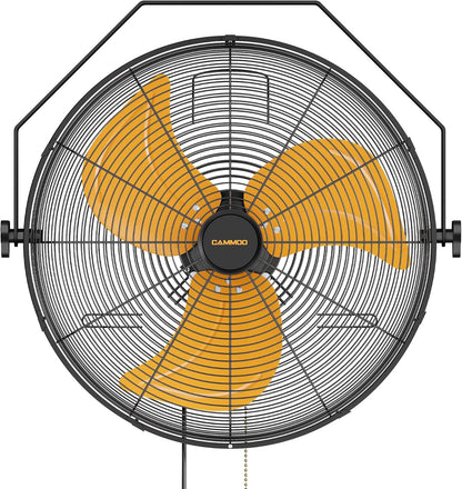18 Inch Wall Mount Fan, Extended 6.6ft Power Cord, 360° Tilt Adjustment, 3-Speed, IP44 Industrial