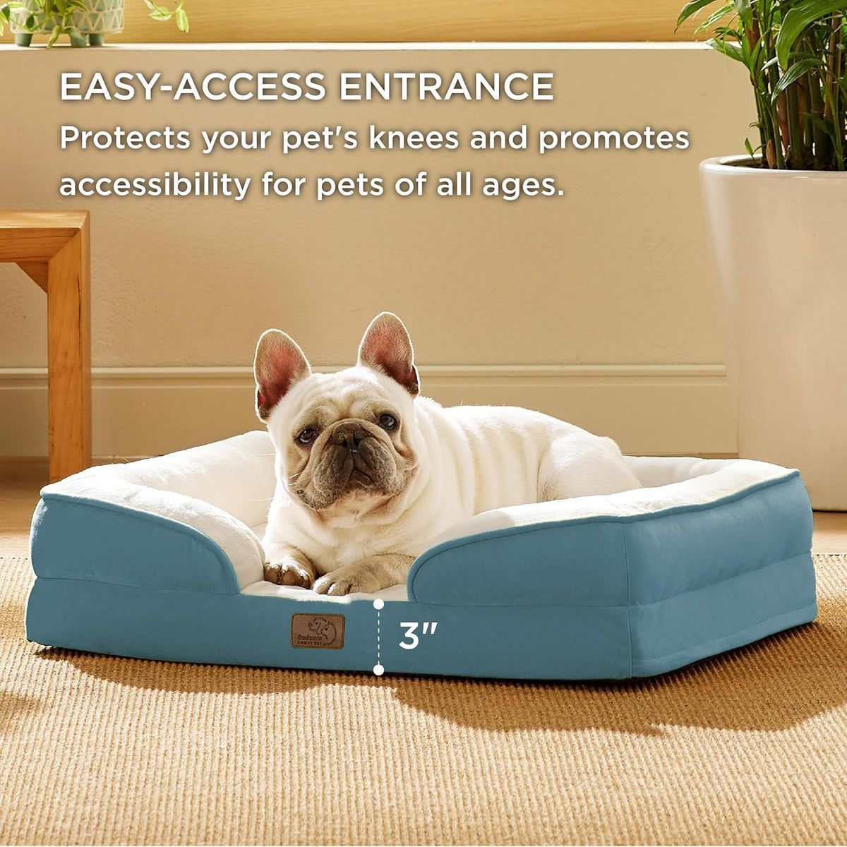 Bedsure Orthopedic Dog Bed Medium Size Dogs - Washable Medium Dog Cat Bed Waterproof, Comfort Pet
