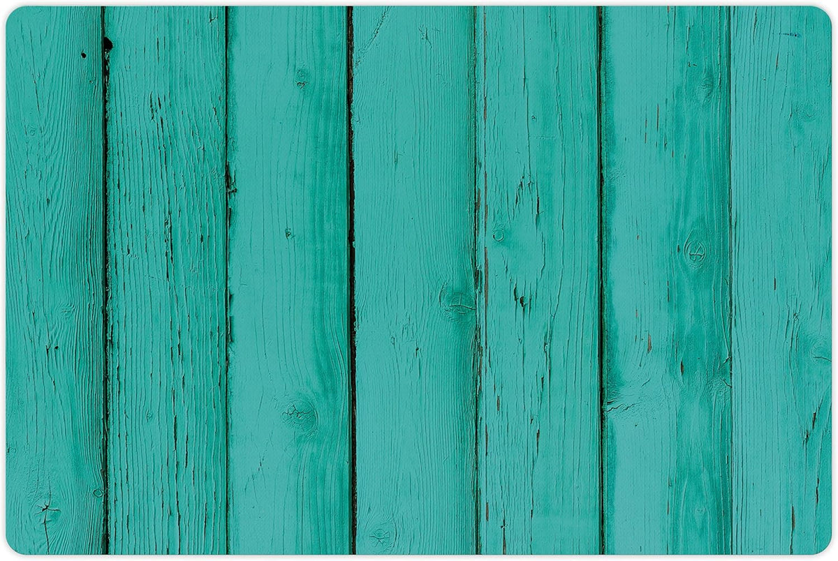 Lunarable Mint Pet Mat for Food and Water, Old Wood Rustic Oak Plank Background with Vertical