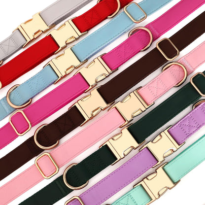 PET ARTIST PU Leather Dog Collar, Bright & Stylish Purple Dog Collar Girl with Quick Release Gold