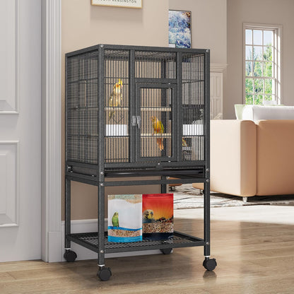 YITAHOME 41 inches Metal Bird Cage for Parakeets: Large Parrot Cages with Tray, Food Boxes, and