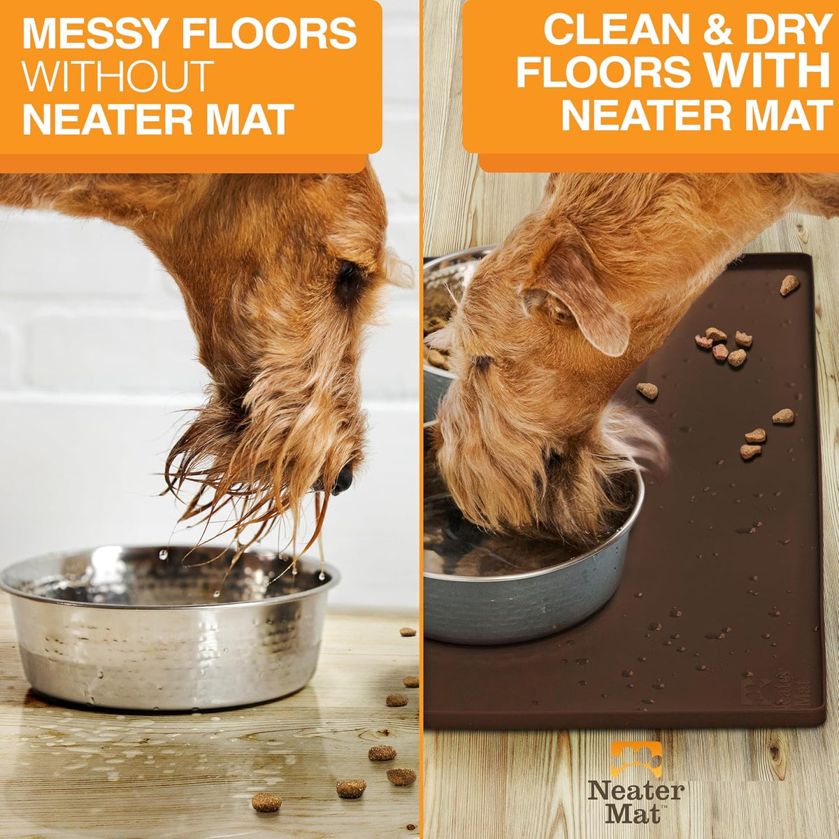 Neater Pet Brands Neater Mat Pet Mats for Food and Water, Cat & Dog Bowl Mat Waterproof Silicone