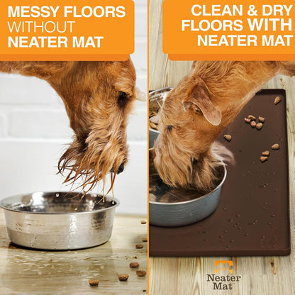 Neater Pet Brands Neater Mat Pet Mats for Food and Water, Cat & Dog Bowl Mat Waterproof Silicone