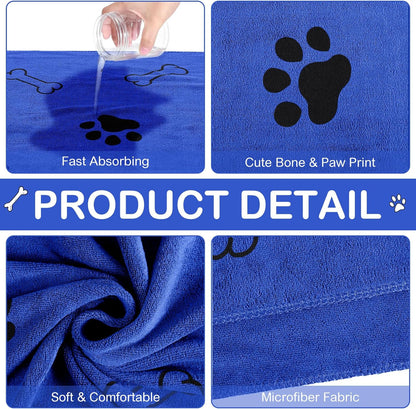 Chumia 8 Pcs Dog Towels for Drying Dogs Cats Pet Towels Bulk Puppy Microfiber Quick Drying Paw Bath