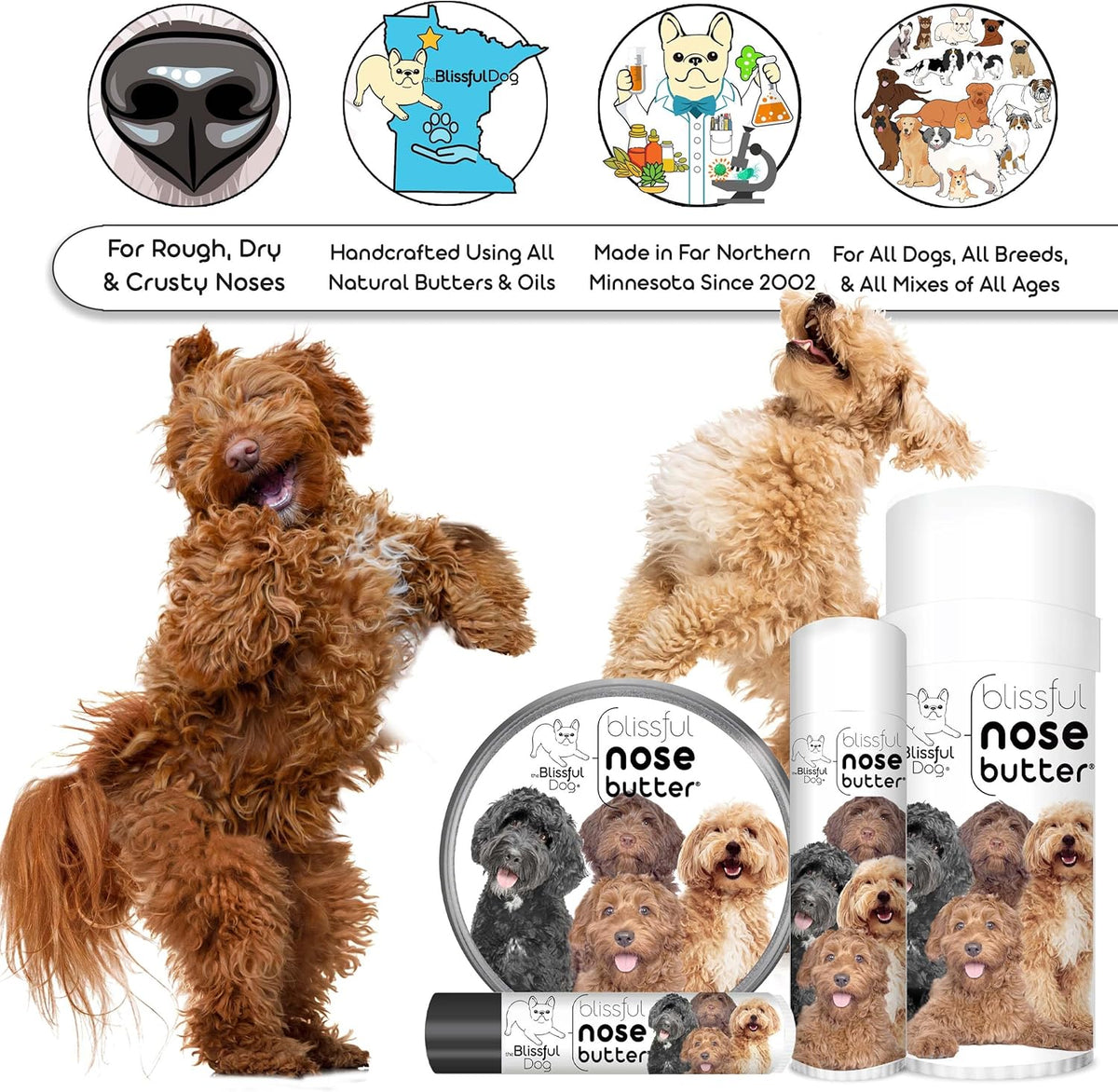 The Blissful Dog Labradoodle Nose Butter for Dry, Cracked Skin, Lick-Safe Dog Nose Balm with