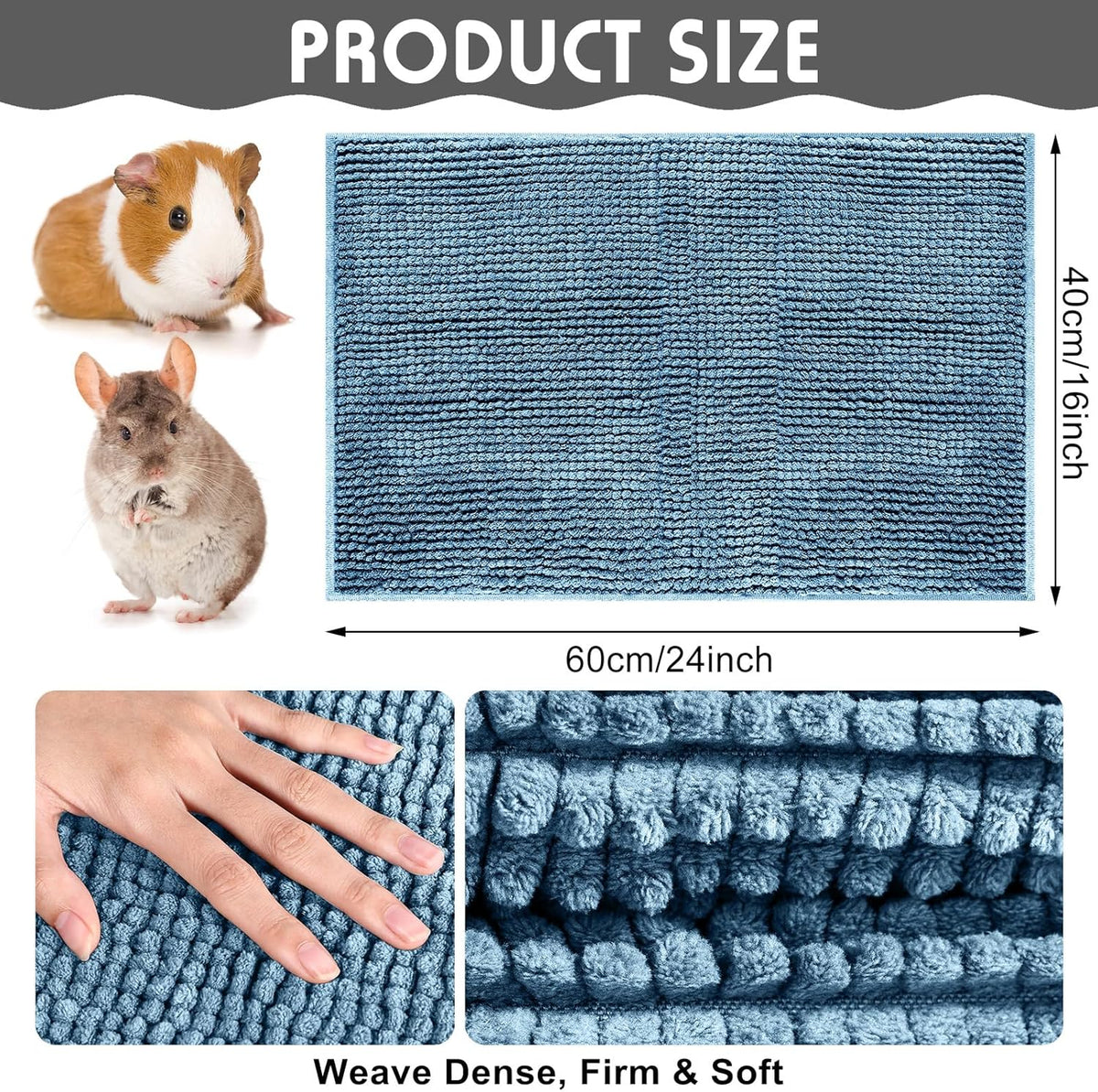 Amylove 4 Pcs Guinea Pig Cage Liner Guinea Pig Bedding Washable Fleece Pee Pads Reusable Small