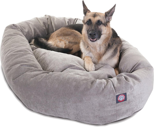 Majestic Pet 52 Inch Micro Velvet Calming Dog Bed Washable 52x35x11 (inch) – Cozy Soft Round Donut