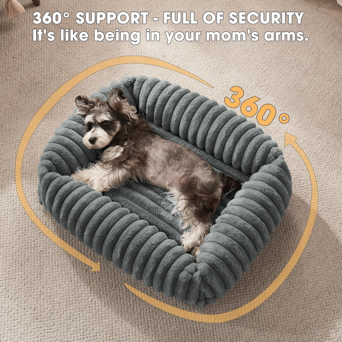 Dog Beds for Small Dogs, Washable Orthopedic Dog Bed with Removable Cover, Rectangle Soft Calming