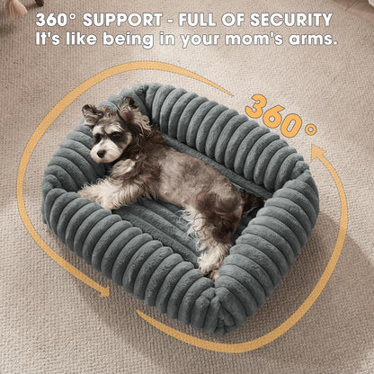 Dog Beds for Small Dogs, Washable Orthopedic Dog Bed with Removable Cover, Rectangle Soft Calming