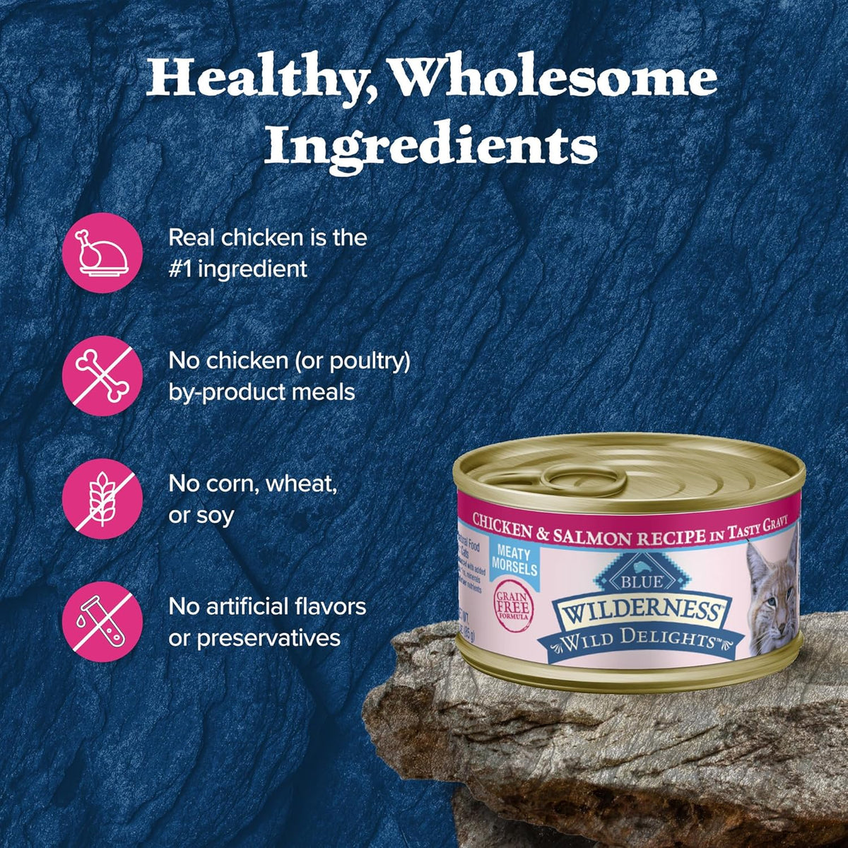 Blue Buffalo Wilderness Wild Delights Meaty Morsels Natural Wet Cat Food, Chicken & Salmon in Tasty