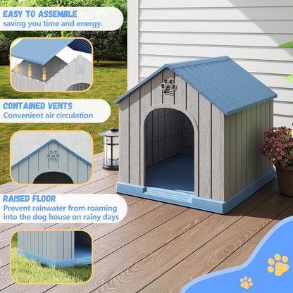 DRATO Dog Houses Resin Small Indoor Outdoor Dog Kennel for All-Weather Use Cozy Shelter for Small