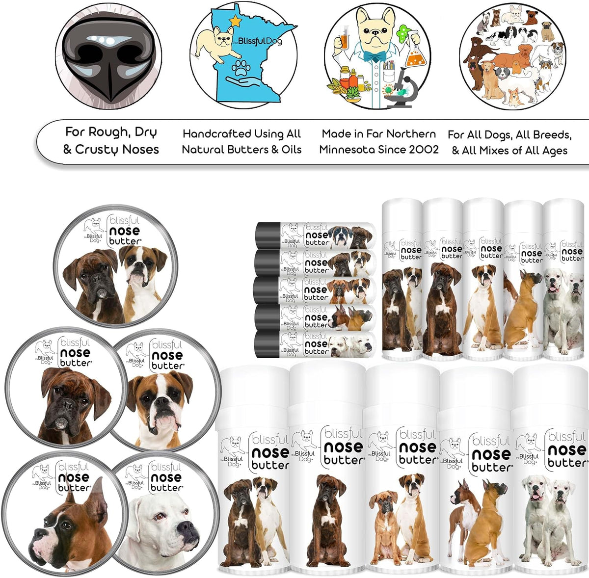 The Blissful Dog Show Boxer Nose Butter for Dry, Cracked Skin, Lick-Safe Dog Nose Balm with