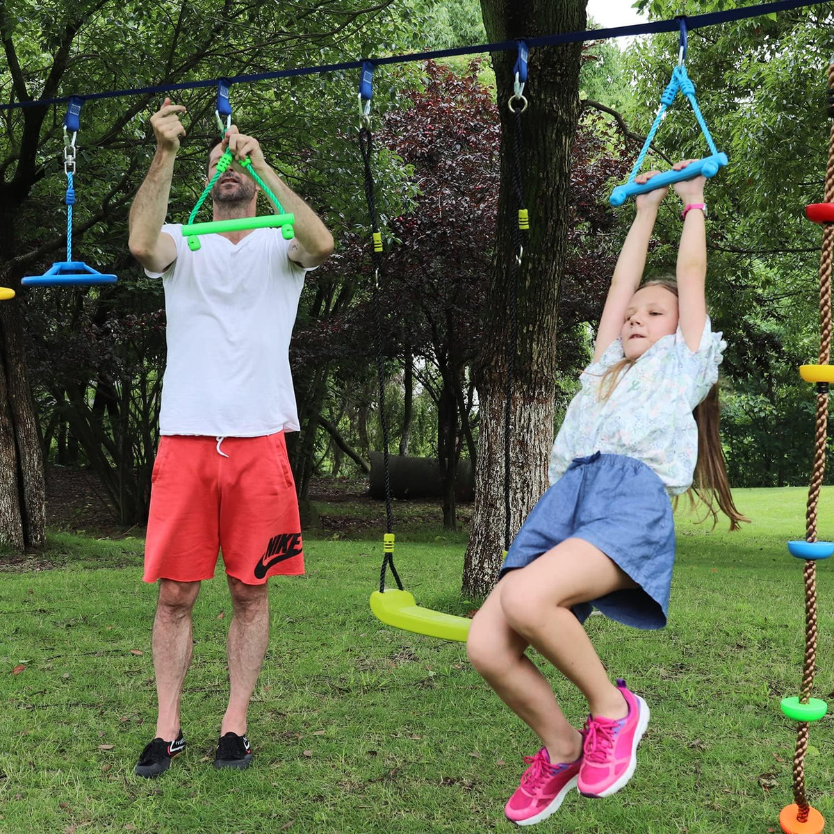 Rainbow Craft 3-Pack Kids Ninja Monkey Bars - Trapeze Swing Bars for Ninja Obstacle Course