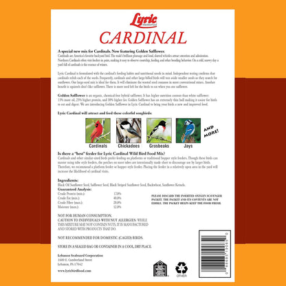 Lyric Cardinal Wild Bird Seed - Sunflower & Safflower Premium Bird Food Mix for Cardinals