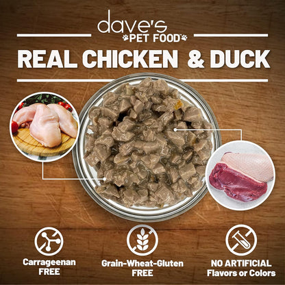 Dave's Pet Food Grain Free Wet Cat Food (Farmyard Fowl, Chicken & Duck), Made in USA Naturally