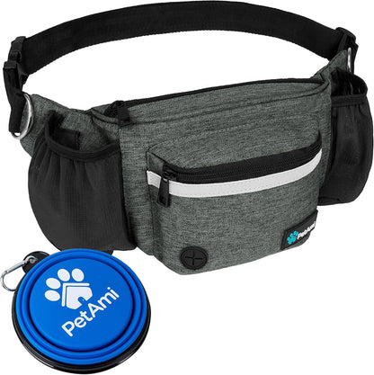 PetAmi Dog Fanny Pack, Treat Pouch for Dog Walking, Training, Built in Poop Bag Dispenser, Water