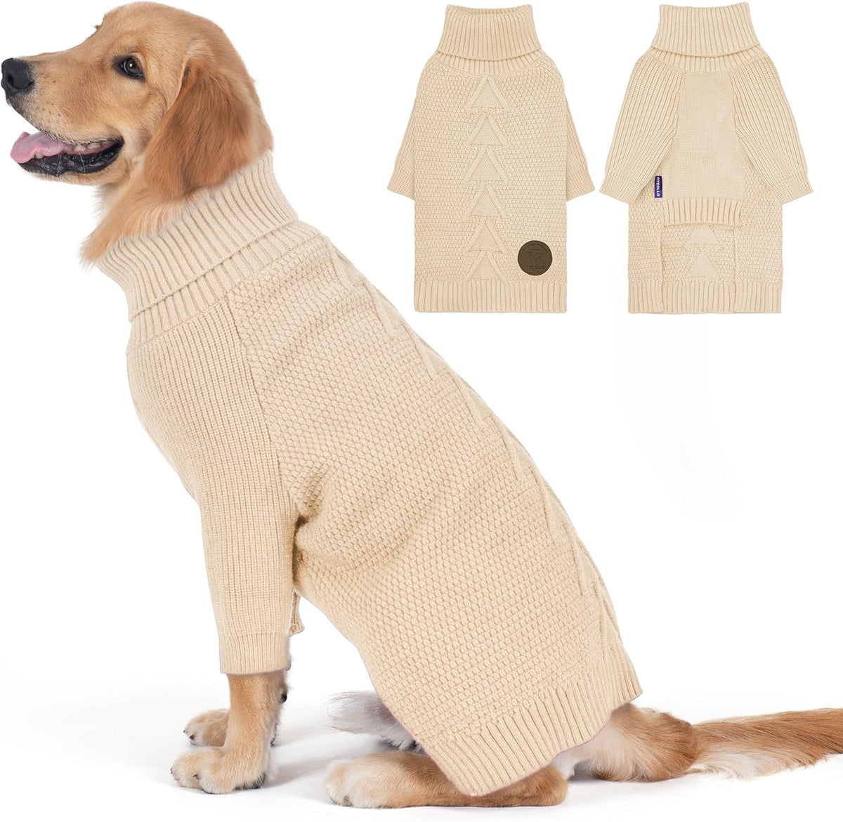 cyeollo 4XL Dog Sweater,Pullover Turtleneck for Large Dogs Classic Knitwear Fall Winter Cold