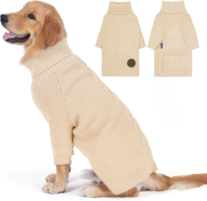 cyeollo 4XL Dog Sweater,Pullover Turtleneck for Large Dogs Classic Knitwear Fall Winter Cold