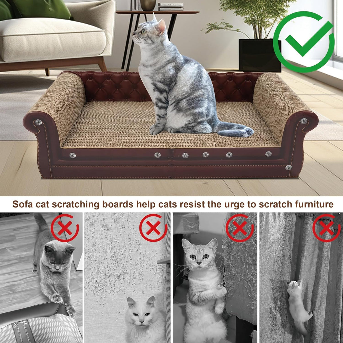 Scratching Sofa, Couch Shaped Thick Scratching Cardboard, Lounge Bed for Indoor Rest&Play, Sofa