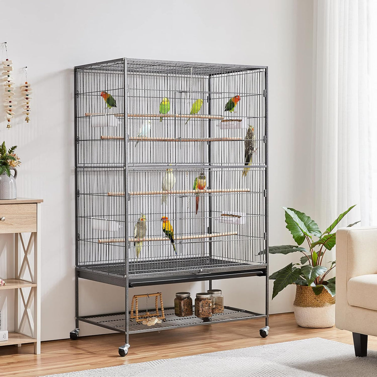 Yaheetech 60.5inch Extra Large Bird Cage Metal Parrot Cage Flight Cage for Cockatiels African Grey