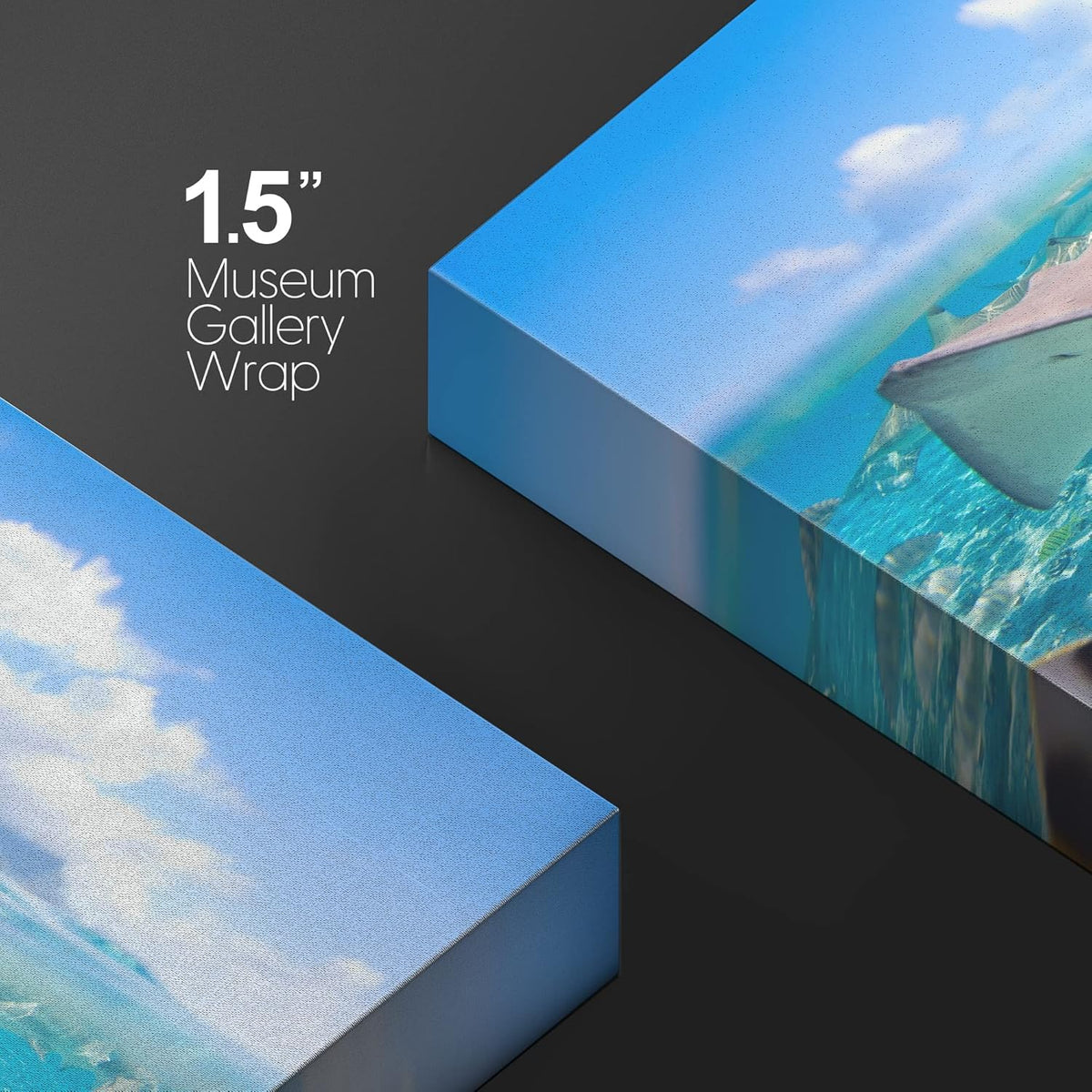 wall26 Canvas Print Wall Art Stingray & Striped Fish Under The Sea Nature Ocean Photography Realism