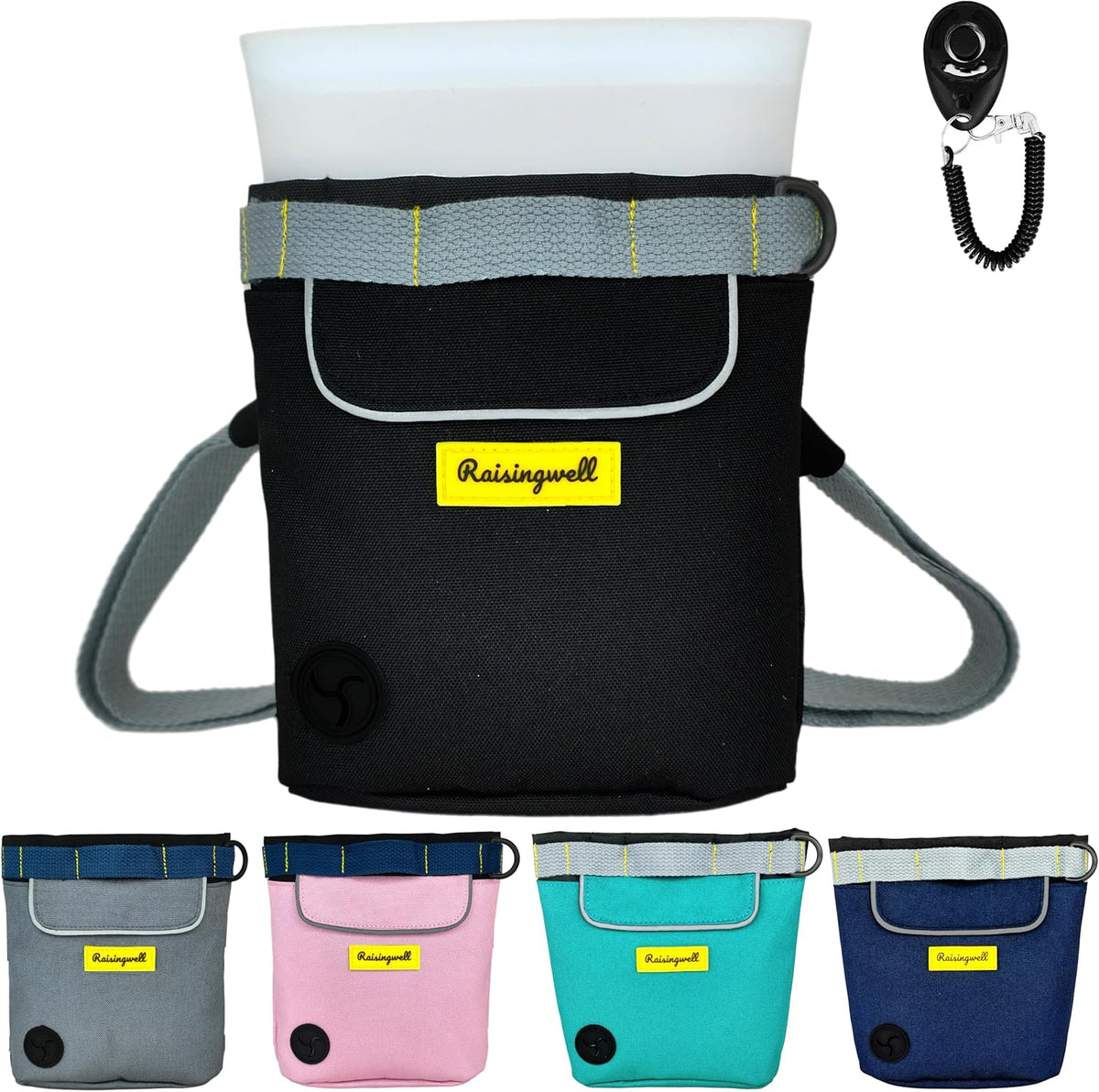 Dog Treat Pouch for Pet Walking and Training with Clicker 2 Cup Silicone Bag Small Fanny Pack