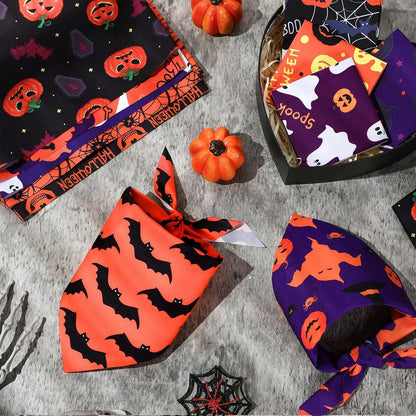 Abbylike 200 Pcs Halloween Dog Bandanas Bulk Pumpkin Bandanas for Dogs Pets Triangle Kerchief Bibs