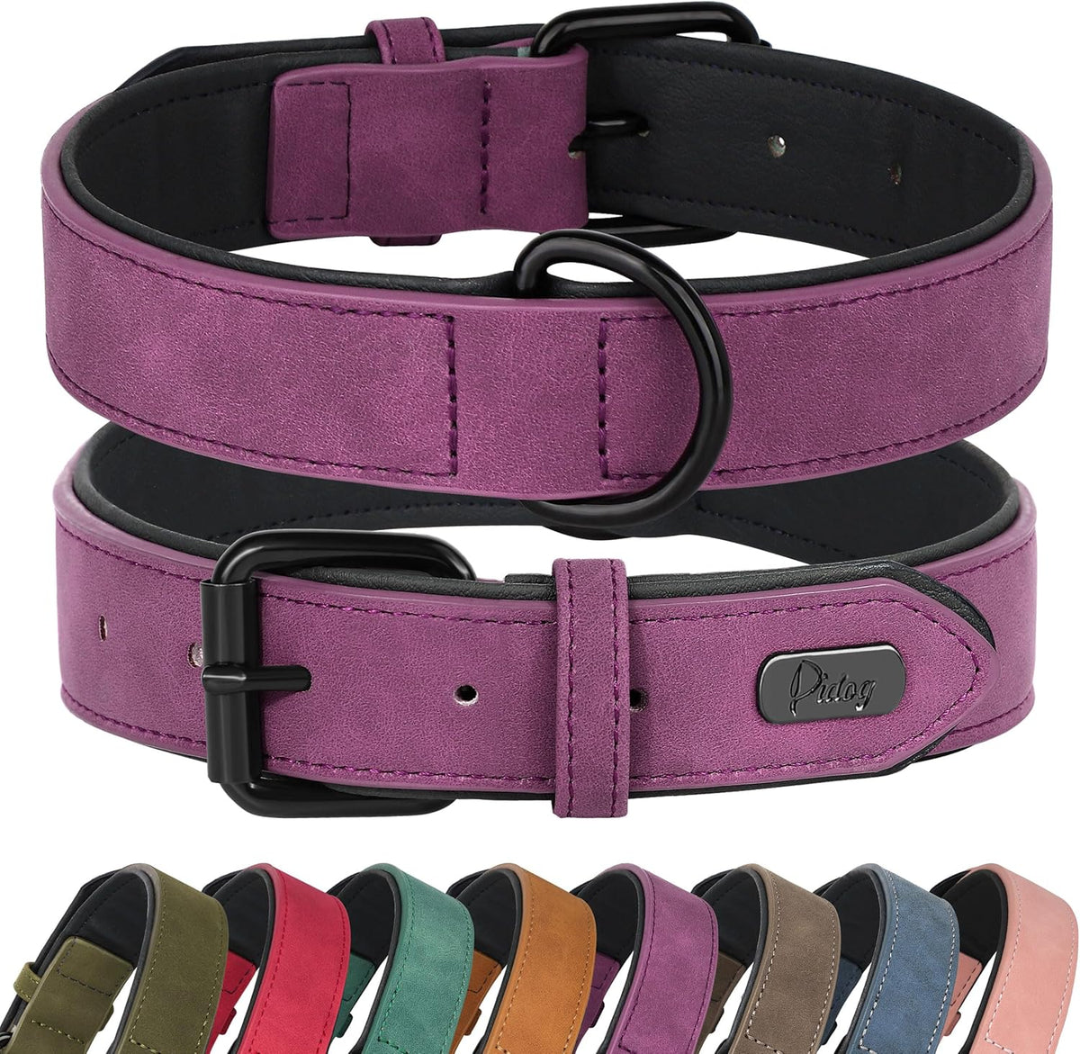 Didog Soft Padded PU Leather Dog Collar, Breathable and Adjustable Dog Collars for Small Dogs