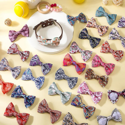 Reginary 50 Pieces Dog Bow Ties Pet Collar Bow Puppy Collar Attachment with Rubber Bands for Small