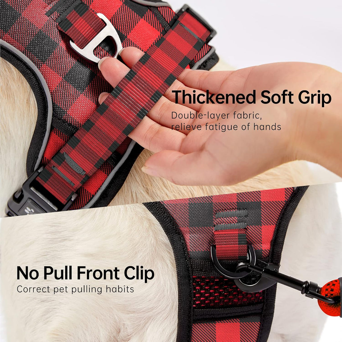 NESTROAD No Pull Dog Harness with Leash, Reflective No Choke Pet Vest Harness,Adjustable Soft