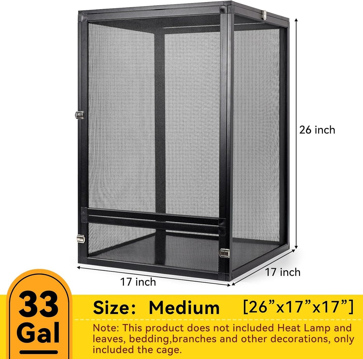 33 Gallon 360° Panoramic Foldable Reptile Terrarium Kit: Crested Gecko Tank and Reptile Cage for