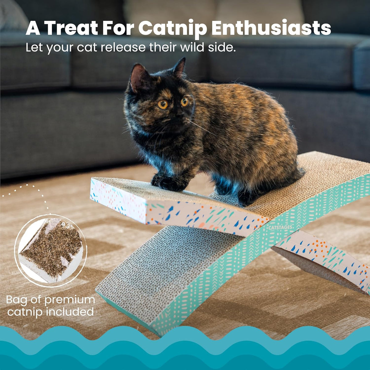 Catstages Easy Life Hammock Cat Lounger & Scratcher – Elevated Scratcher & Resting Spot for Cats