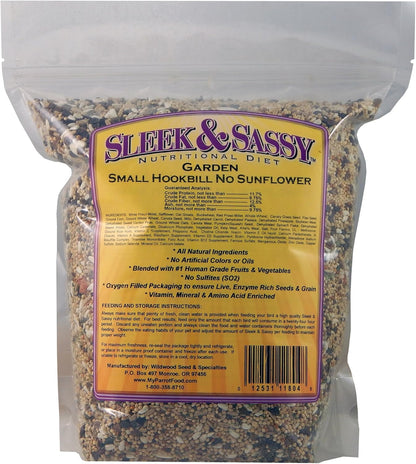 SLEEK & SASSY Garden Small Hookbill No Sunflower Bird Food for Lovebirds, Cockatiels, Quaker