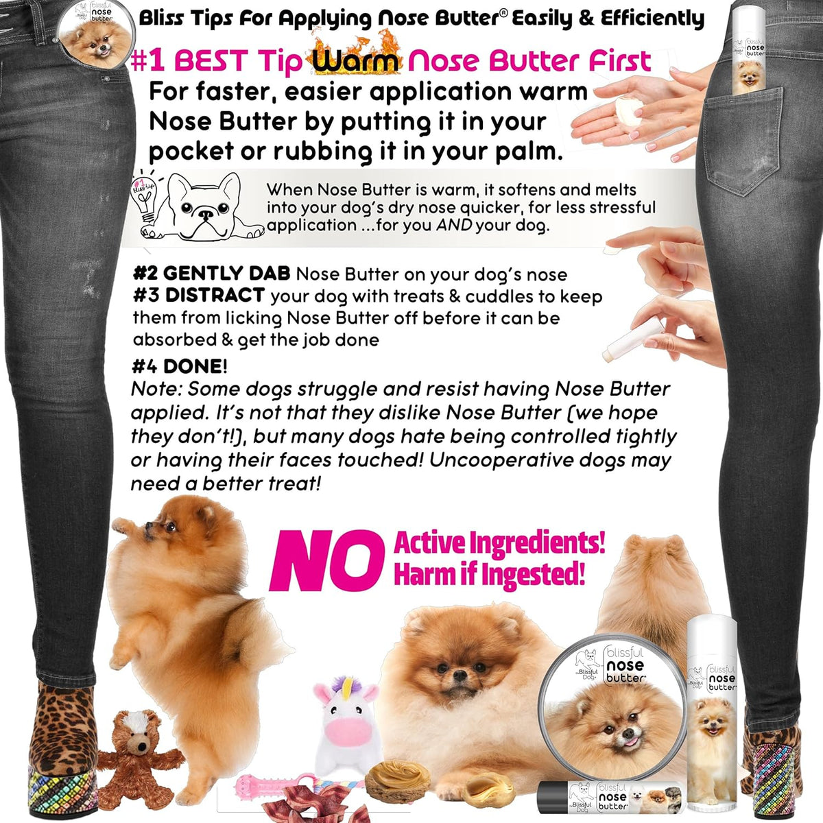 The Blissful Dog Pomeranian Nose Butter for Dry, Cracked Skin, Lick-Safe Dog Nose Balm with