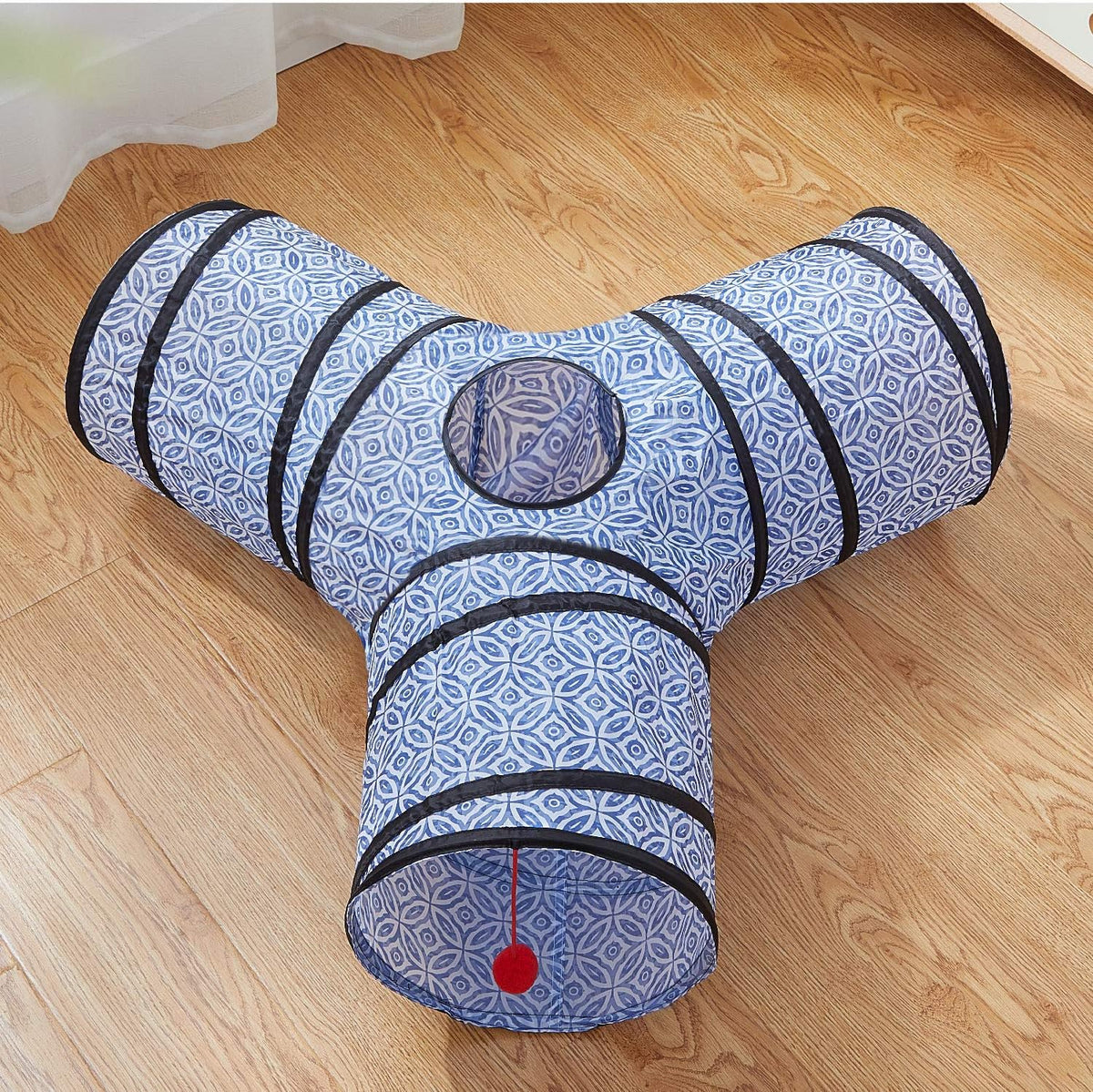 Tempcore 3 Way Collapsible Cat Toys - Indoor Cat Tunnels with Peek Hole & Ball, Perfect for Kittens