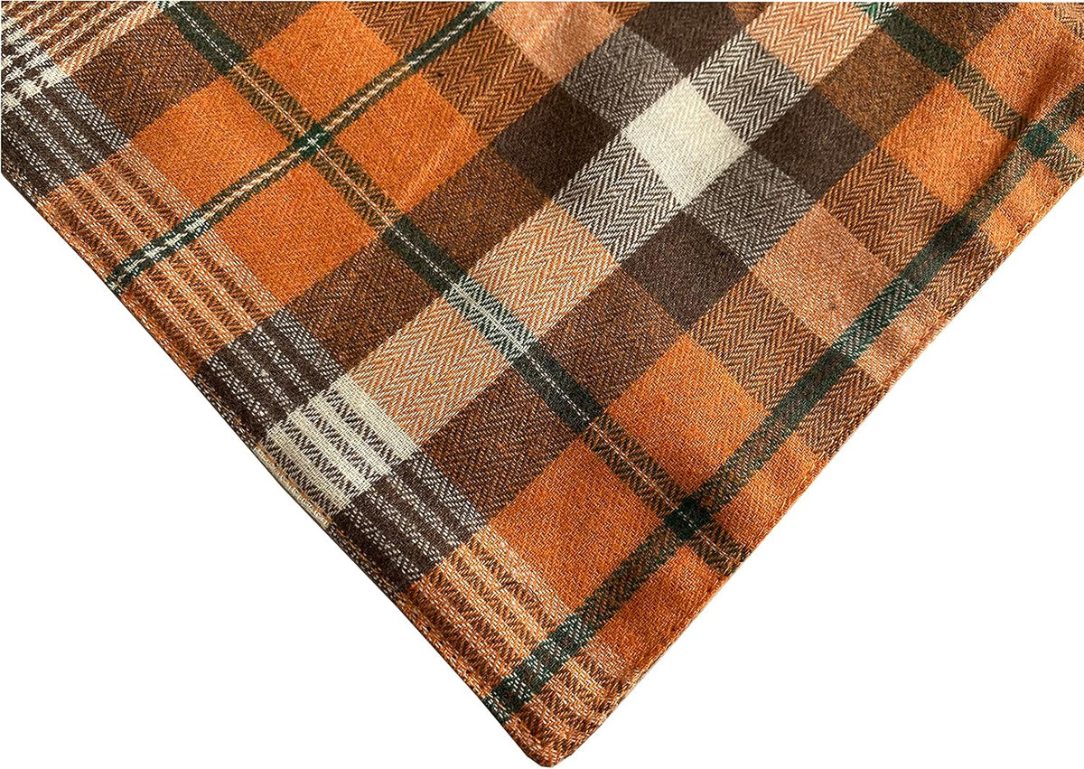 Realeaf Fall Halloween Dog Bandanas 2 Pack, Orange Plaid Pet Scarf for Boy and Girl, Premium